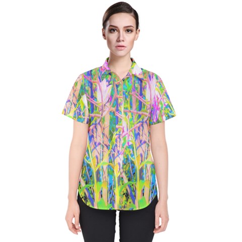 Abstract Oriental Lilies In My Rubio Garden Women s Short Sleeve Shirt by myrubiogarden