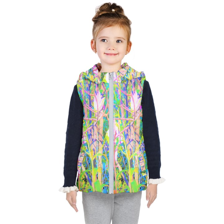 Abstract Oriental Lilies In My Rubio Garden Kid s Hooded Puffer Vest