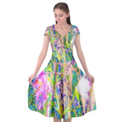 Abstract Oriental Lilies In My Rubio Garden Cap Sleeve Wrap Front Dress by myrubiogarden