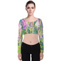 Abstract Oriental Lilies In My Rubio Garden Velvet Long Sleeve Crop Top View1