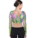 Abstract Oriental Lilies In My Rubio Garden Velvet Long Sleeve Crop Top View2