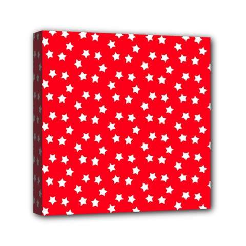 Christmas Pattern White Stars Red Mini Canvas 6  X 6  (stretched)