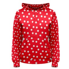 Christmas Pattern White Stars Red Women s Pullover Hoodie by Mariart