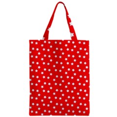 Christmas Pattern White Stars Red Zipper Classic Tote Bag