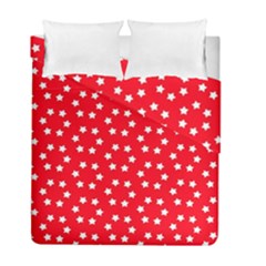 Christmas Pattern White Stars Red Duvet Cover Double Side (full/ Double Size)