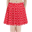 Christmas Pattern White Stars Red Pleated Mini Skirt View1