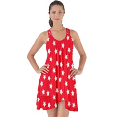 Christmas Pattern White Stars Red Show Some Back Chiffon Dress by Mariart