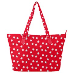 Christmas Pattern White Stars Red Full Print Shoulder Bag by Mariart