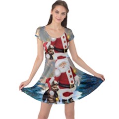 Merry Christmas, Santa Claus With Funny Cockroach In The Night Cap Sleeve Dress by FantasyWorld7