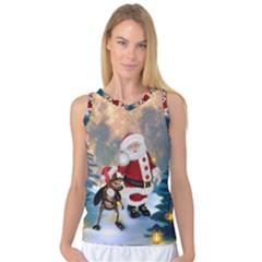 Merry Christmas, Santa Claus With Funny Cockroach In The Night Women s Basketball Tank Top by FantasyWorld7