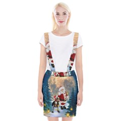 Merry Christmas, Santa Claus With Funny Cockroach In The Night Braces Suspender Skirt by FantasyWorld7