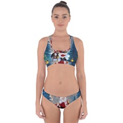 Merry Christmas, Santa Claus With Funny Cockroach In The Night Cross Back Hipster Bikini Set by FantasyWorld7