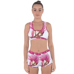 Wild Magnolia Flower, Watercolor Art Racerback Boyleg Bikini Set by picsaspassion