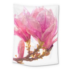 Wild Magnolia Flower, Watercolor Art Medium Tapestry by picsaspassion