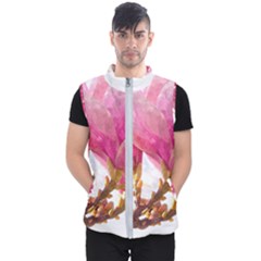 Wild Magnolia Flower, Watercolor Art Men s Puffer Vest by picsaspassion