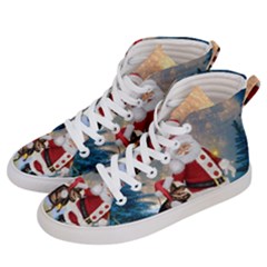 Merry Christmas, Santa Claus With Funny Cockroach In The Night Men s Hi-top Skate Sneakers by FantasyWorld7