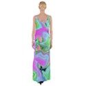 Retro Pink And Light Blue Liquid Art On Hydrangea Garden Maxi Thigh Split Dress View2