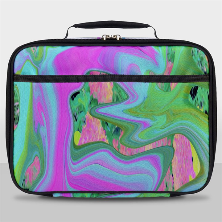 Retro Pink And Light Blue Liquid Art On Hydrangea Garden Full Print Lunch Bag