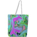 Retro Pink And Light Blue Liquid Art On Hydrangea Garden Full Print Rope Handle Tote (Large) View1