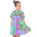 Retro Pink And Light Blue Liquid Art On Hydrangea Garden Kids  Sailor Dress View1