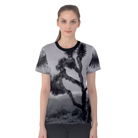 Black And White Joshua Tree  Women s Cotton Tee by JoshuaTreeClothingCo