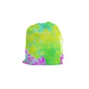 Fluorescent Yellow And Pink Abstract Garden Foliage Drawstring Pouch (Small) View1