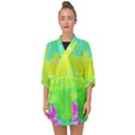 Fluorescent Yellow And Pink Abstract Garden Foliage Half Sleeve Chiffon Kimono View1