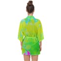 Fluorescent Yellow And Pink Abstract Garden Foliage Half Sleeve Chiffon Kimono View2