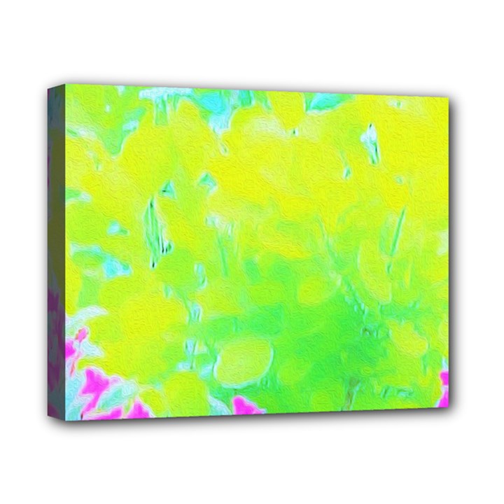 Fluorescent Yellow And Pink Abstract Garden Foliage Canvas 10  x 8  (Stretched)