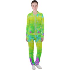 Fluorescent Yellow And Pink Abstract Garden Foliage Casual Jacket And Pants Set by myrubiogarden