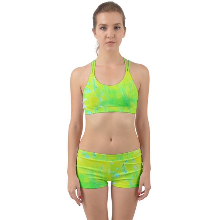 Fluorescent Yellow And Pink Abstract Garden Foliage Back Web Gym Set