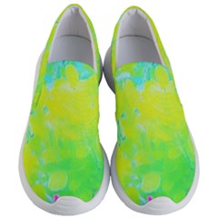 Fluorescent Yellow And Pink Abstract Garden Foliage Women s Lightweight Slip Ons by myrubiogarden