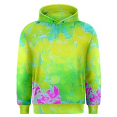 Fluorescent Yellow And Pink Abstract Garden Foliage Men s Overhead Hoodie by myrubiogarden