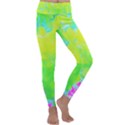 Fluorescent Yellow And Pink Abstract Garden Foliage Kids  Lightweight Velour Classic Yoga Leggings View1