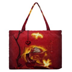 Wonderful Fairy Of The Fire With Fire Birds Zipper Medium Tote Bag