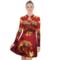 Wonderful Fairy Of The Fire With Fire Birds Long Sleeve Panel Dress by FantasyWorld7