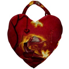 Wonderful Fairy Of The Fire With Fire Birds Giant Heart Shaped Tote by FantasyWorld7