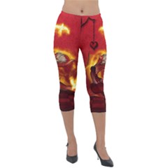 Wonderful Fairy Of The Fire With Fire Birds Lightweight Velour Capri Leggings  by FantasyWorld7