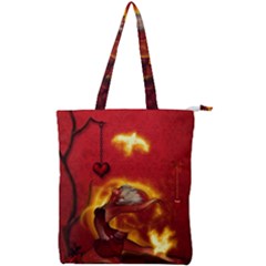 Wonderful Fairy Of The Fire With Fire Birds Double Zip Up Tote Bag by FantasyWorld7