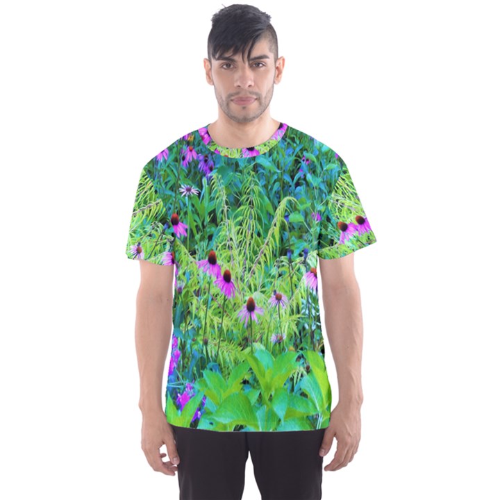 Purple Coneflower Garden With Tiger Eye Tree Men s Sports Mesh Tee