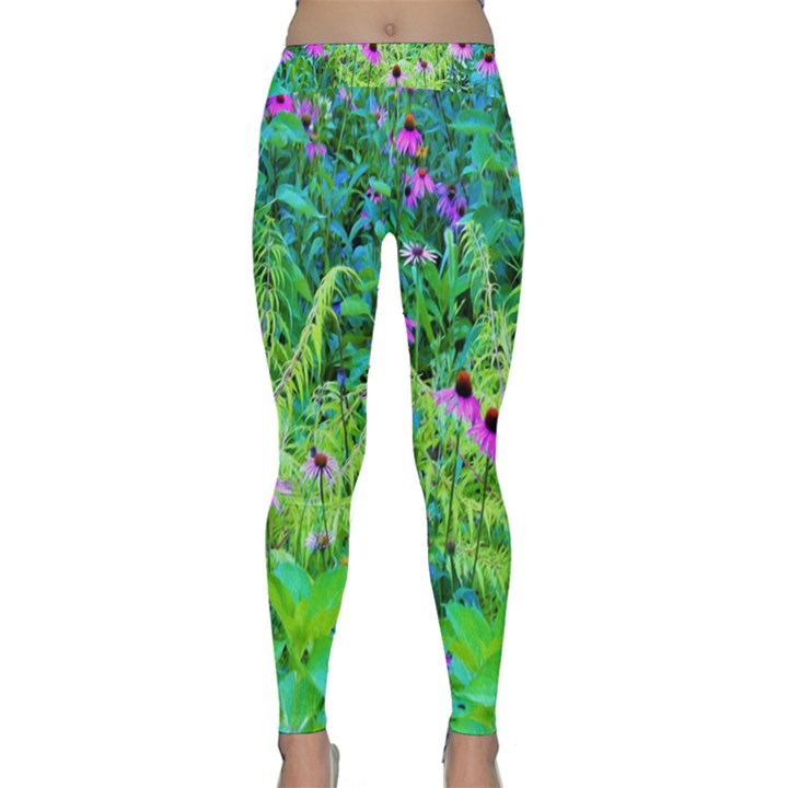 Purple Coneflower Garden With Tiger Eye Tree Classic Yoga Leggings