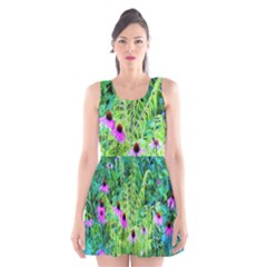 Purple Coneflower Garden With Tiger Eye Tree Scoop Neck Skater Dress