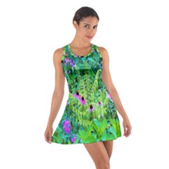 Purple Coneflower Garden With Tiger Eye Tree Cotton Racerback Dress