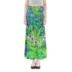 Purple Coneflower Garden With Tiger Eye Tree Full Length Maxi Skirt by myrubiogarden