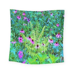 Purple Coneflower Garden With Tiger Eye Tree Square Tapestry (small) by myrubiogarden