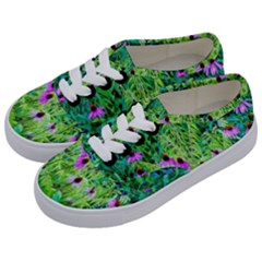 Purple Coneflower Garden With Tiger Eye Tree Kids  Classic Low Top Sneakers by myrubiogarden