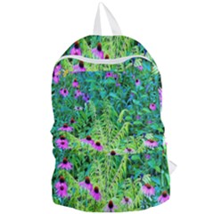 Purple Coneflower Garden With Tiger Eye Tree Foldable Lightweight Backpack by myrubiogarden