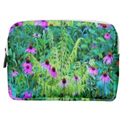 Purple Coneflower Garden With Tiger Eye Tree Make Up Pouch (medium)