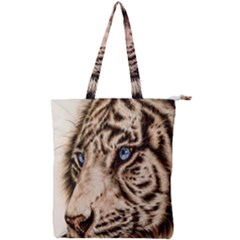 White Tiger Double Zip Up Tote Bag by ArtByThree