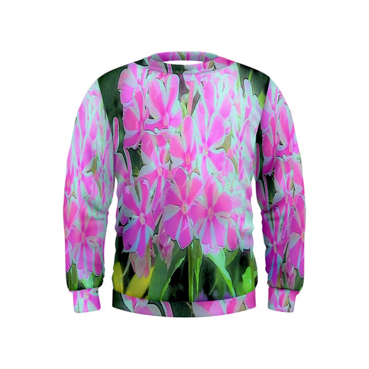 Hot Pink And White Peppermint Twist Garden Phlox Kids  Sweatshirt